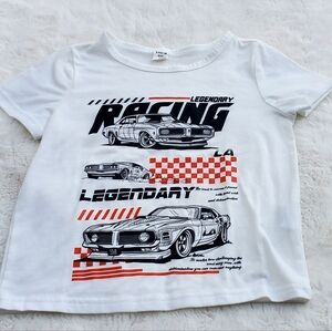 White Racing Graphic T-Shirt Size 4T